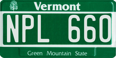VT license plate NPL660
