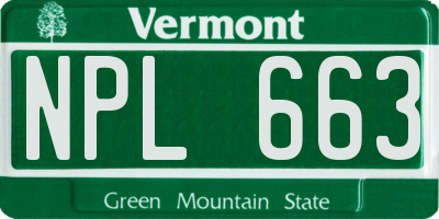 VT license plate NPL663
