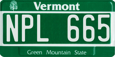 VT license plate NPL665