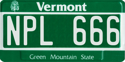 VT license plate NPL666