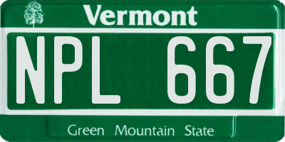 VT license plate NPL667