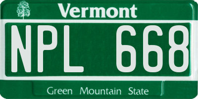 VT license plate NPL668