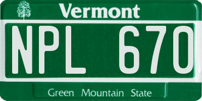 VT license plate NPL670