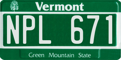 VT license plate NPL671