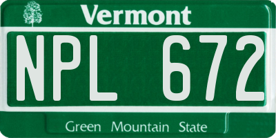 VT license plate NPL672