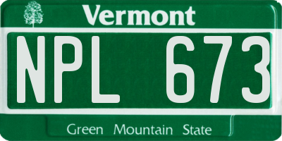 VT license plate NPL673
