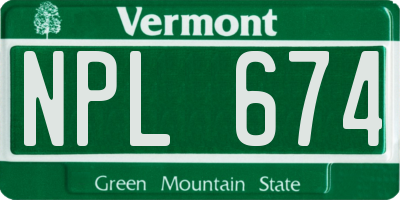 VT license plate NPL674