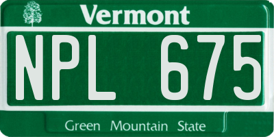 VT license plate NPL675