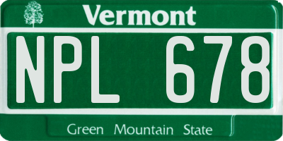 VT license plate NPL678