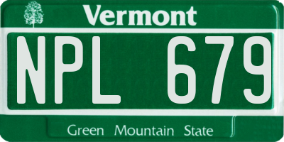 VT license plate NPL679