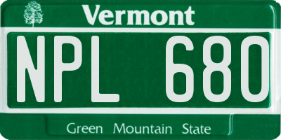 VT license plate NPL680