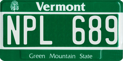 VT license plate NPL689