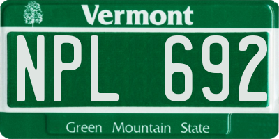 VT license plate NPL692