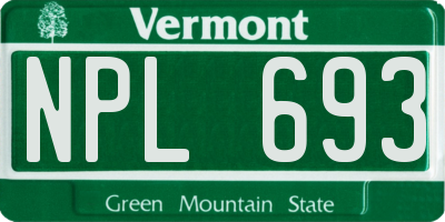 VT license plate NPL693