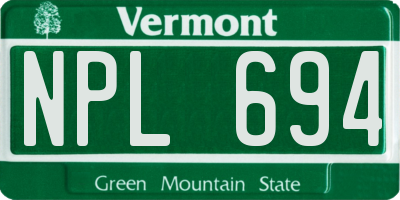 VT license plate NPL694