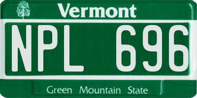 VT license plate NPL696