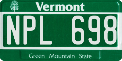 VT license plate NPL698