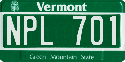 VT license plate NPL701