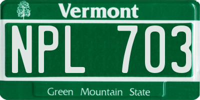 VT license plate NPL703