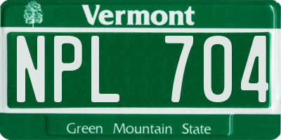 VT license plate NPL704