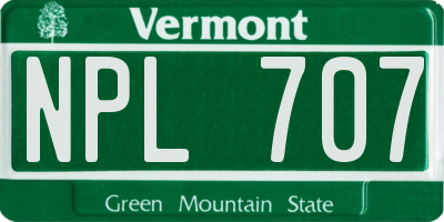 VT license plate NPL707
