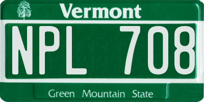 VT license plate NPL708