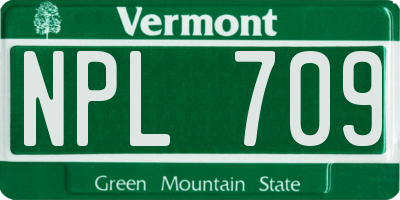 VT license plate NPL709