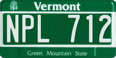 VT license plate NPL712