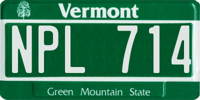 VT license plate NPL714