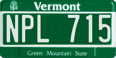 VT license plate NPL715
