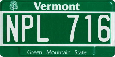 VT license plate NPL716