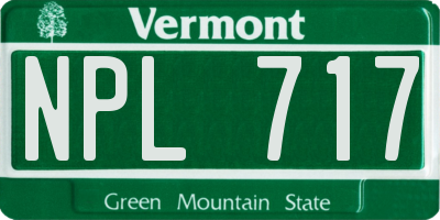 VT license plate NPL717