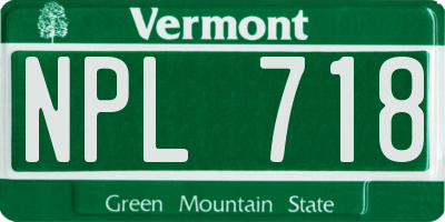 VT license plate NPL718