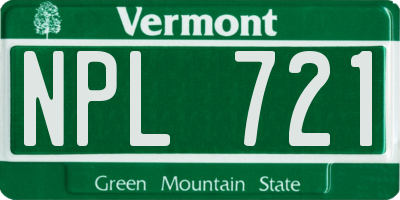 VT license plate NPL721
