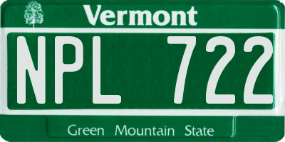 VT license plate NPL722