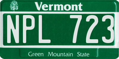 VT license plate NPL723