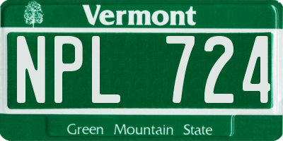 VT license plate NPL724
