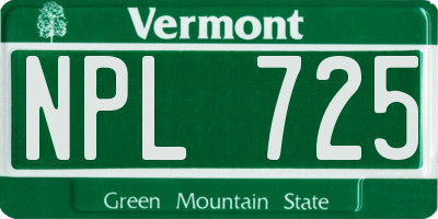 VT license plate NPL725