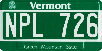 VT license plate NPL726
