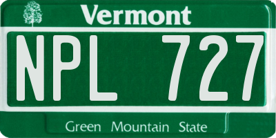 VT license plate NPL727