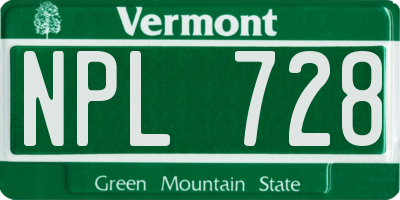 VT license plate NPL728
