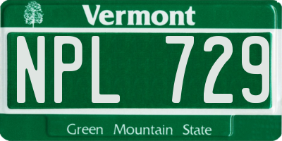 VT license plate NPL729
