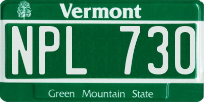 VT license plate NPL730