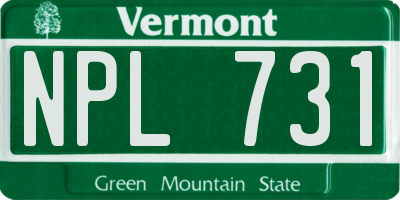 VT license plate NPL731