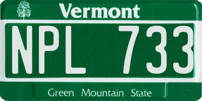 VT license plate NPL733