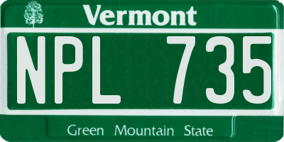 VT license plate NPL735