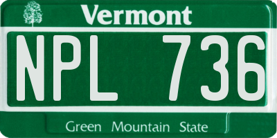 VT license plate NPL736