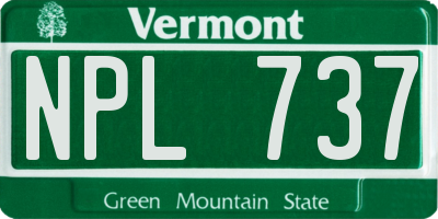 VT license plate NPL737