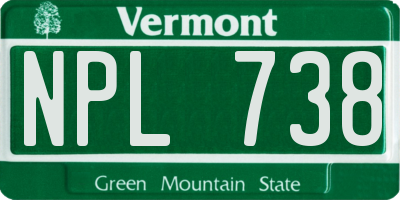 VT license plate NPL738