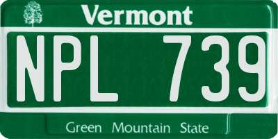 VT license plate NPL739